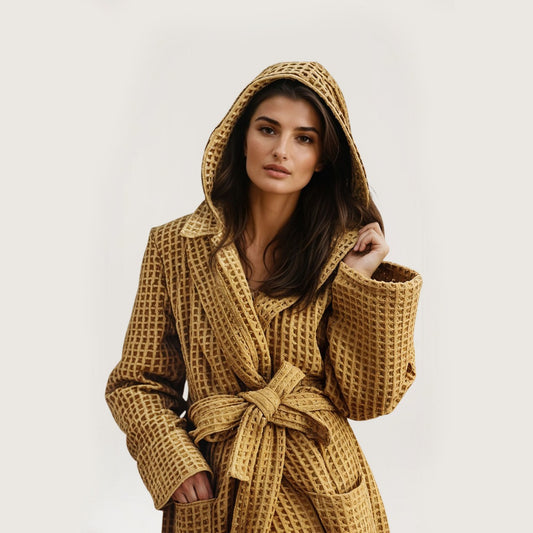 Waffle Hooded Bathrobe